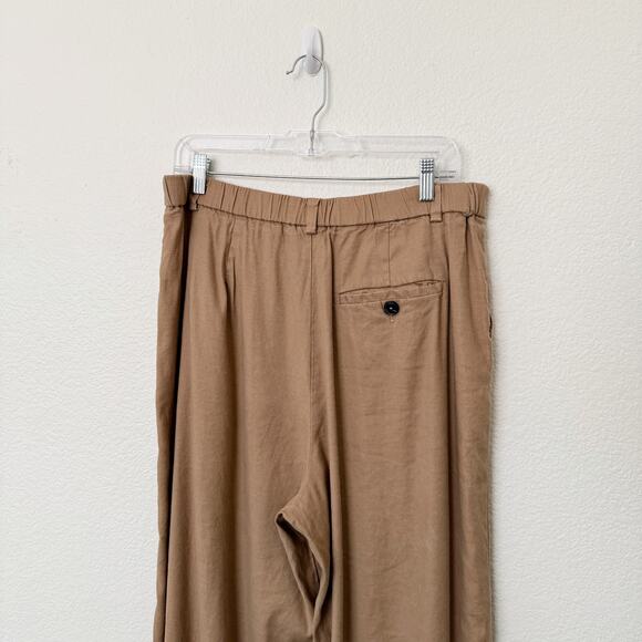 [Anthropologie] Maeve Brown Avery Pleated Linen Wide Leg Trousers Size Large L - Picture 5 of 12